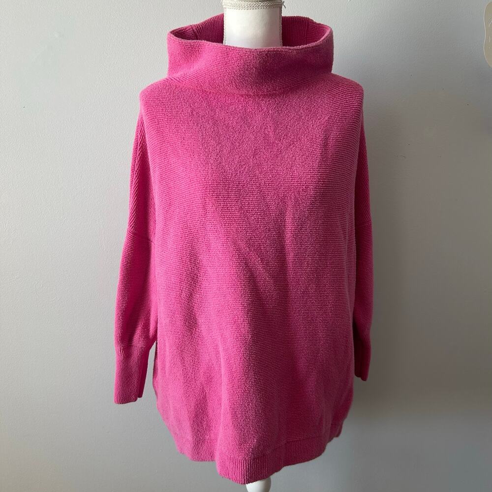 Free People Pink Mockneck Oversized Sweater Ribbed Slouchy Size Small - Picture 4 of 7